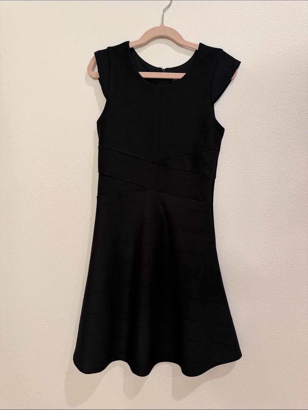 Girls' Black Fit & Flare Cap-Sleeve Dress